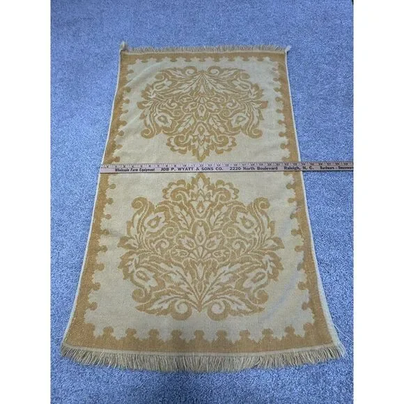 Vintage Tastemaker‎ Bath Towel Gold Yellow Cotton Fringe - Picture 2 of 3